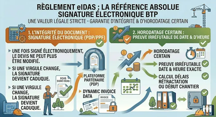 Infographie sur le règlement eIDAS et la signature électronique BTP