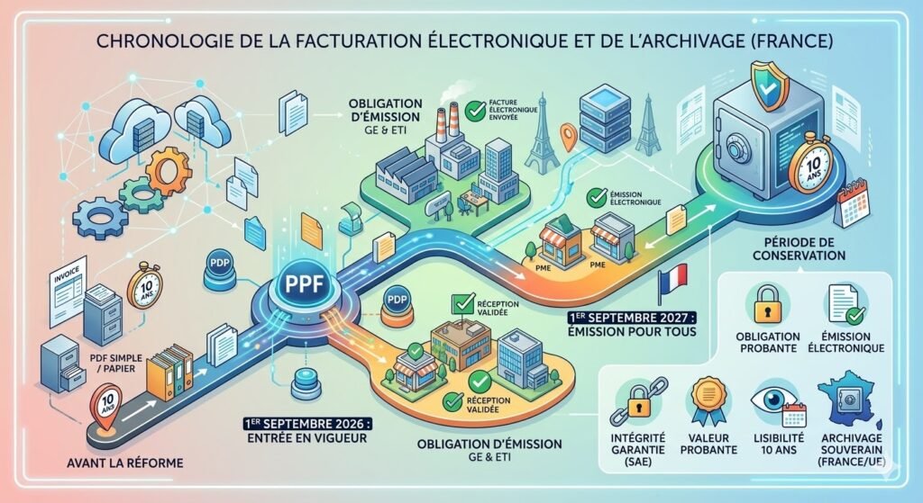 infographie archivage facture électronique durée