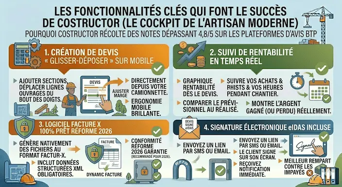avis Costructor fonctionnalités